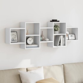 Engineered wood white wall shelf 129x18x42 cm by , Shelves and shelves - Ref: Foro24-853218, Price: 51,55 €, Discount: %