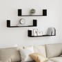 Wall shelves 3 units engineered wood black 80x18x18 cm by , Shelves and shelves - Ref: Foro24-853291, Price: 33,11 €, Discoun...