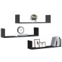 Wall shelves 3 units engineered wood black 80x18x18 cm by , Shelves and shelves - Ref: Foro24-853291, Price: 33,11 €, Discoun...