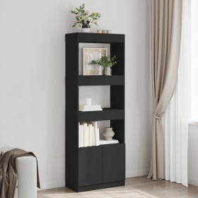 Tall black engineered wood sideboard 63x33x180 cm by , Bookcases and shelves - Ref: Foro24-3309601, Price: 111,39 €, Discount: %