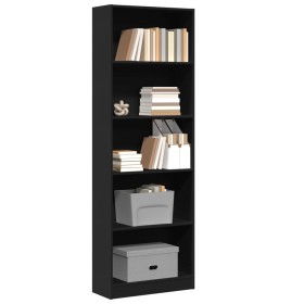 Estantería de madera de ingeniería negra 60x24x176 cm de , Librerías y estanterías - Ref: Foro24-857822, Precio: 74,27 €, Des...