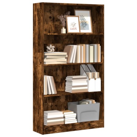 Engineered wood smoked oak bookshelf 80x24x143 cm by , Bookcases and shelves - Ref: Foro24-857848, Price: 68,99 €, Discount: %