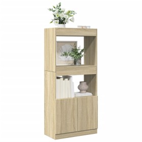 Aparador de madera de ingeniería roble Sonoma 63x33x140 cm de , Librerías y estanterías - Ref: Foro24-855108, Precio: 83,49 €...