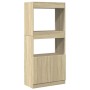 Aparador de madera de ingeniería roble Sonoma 63x33x140 cm de , Librerías y estanterías - Ref: Foro24-855108, Precio: 83,99 €...