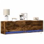 Wall-mounted TV stand with smoked oak LED lights 140x31x38 cm by , TV Furniture - Ref: Foro24-852373, Price: 108,27 €, Discou...