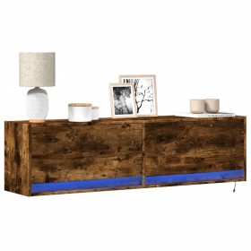 Wall-mounted TV stand with smoked oak LED lights 140x31x38 cm by , TV Furniture - Ref: Foro24-852373, Price: 108,16 €, Discou...