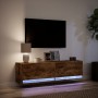 Wall-mounted TV stand with smoked oak LED lights 140x31x38 cm by , TV Furniture - Ref: Foro24-852373, Price: 108,27 €, Discou...