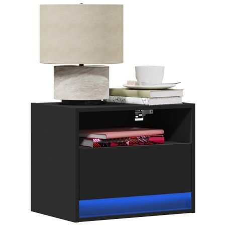 Wall-mounted bedside table with black LED lights by , Nightstands - Ref: Foro24-852063, Price: 55,89 €, Discount: %