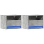 Wall-mounted bedside tables with LED lights 2 units concrete gray by , Nightstands - Ref: Foro24-852068, Price: 96,10 €, Disc...