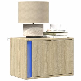 Wall-mounted bedside tables with LED lights, 2 units Sonoma oak. by , Nightstands - Ref: Foro24-852094, Price: 73,99 €, Disco...