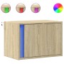 Wall-mounted bedside tables with LED lights, 2 units Sonoma oak. by , Nightstands - Ref: Foro24-852094, Price: 73,53 €, Disco...