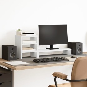 Soporte monitor organizador escritorio madera ingeniería blanco de , Bases y elevadores para ordenadores - Ref: Foro24-854733...