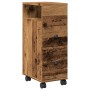 Schmaler Badezimmerschrank mit Rollen aus gealtertem Holz. von , Schließfächer und Lagerschränke - Ref: Foro24-855239, Preis:...