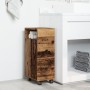 Schmaler Badezimmerschrank mit Rollen aus gealtertem Holz. von , Schließfächer und Lagerschränke - Ref: Foro24-855239, Preis:...