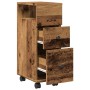 Schmaler Badezimmerschrank mit Rollen aus gealtertem Holz. von , Schließfächer und Lagerschränke - Ref: Foro24-855239, Preis:...