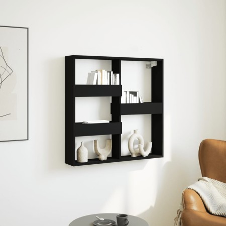 Engineered wood black wall cabinet 80x15x80 cm by , Shelves and shelves - Ref: Foro24-854545, Price: 45,98 €, Discount: %