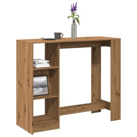 Bar table with oak wood artisan shelf 124x46x103.5 cm by , Kitchen and dining tables - Ref: Foro24-854399, Price: 85,11 €, Di...