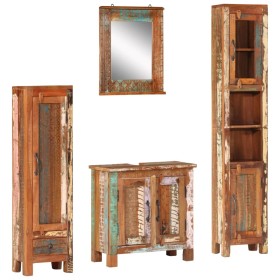 Set of 4-piece solid reclaimed wood bathroom