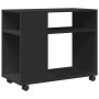 Mesa auxiliar con ruedas madera de ingeniería negra 70x35x60 cm de , Mesas auxiliares - Ref: Foro24-853147, Precio: 49,28 €, ...