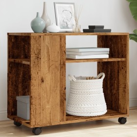 Rolling side table made of aged engineered wood, measuring 70x35x60 cm. by , Side tables - Ref: Foro24-853153, Price: 47,98 €...