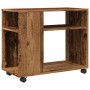 Mesa auxiliar rodante madera ingeniería envejecido 70x35x60 cm de , Mesas auxiliares - Ref: Foro24-853153, Precio: 47,98 €, D...