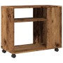 Mesa auxiliar rodante madera ingeniería envejecido 70x35x60 cm de , Mesas auxiliares - Ref: Foro24-853153, Precio: 47,98 €, D...