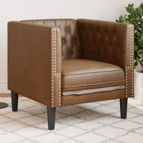 Brown synthetic suede armchair