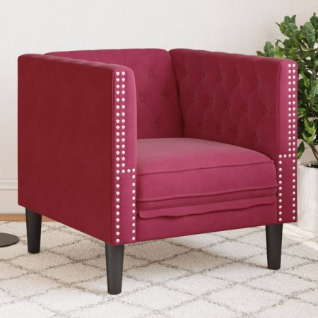 Sillón Chesterfield de terciopelo artificial rojo tinto de , Sofás - Ref: Foro24-372677, Precio: 178,87 €, Descuento: %