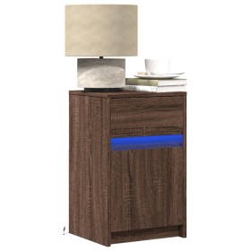 Nightstand with LED lights made of engineered oak wood in brown. by , Nightstands - Ref: Foro24-852010, Price: 55,22 €, Disco...