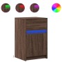 Mesita de noche con luces LED madera de ingeniería roble marrón de , Mesitas de noche - Ref: Foro24-852010, Precio: 55,22 €, ...