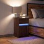 Nightstand with LED lights made of engineered oak wood in brown. by , Nightstands - Ref: Foro24-852010, Price: 55,22 €, Disco...