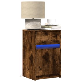 Nightstand with smoked oak engineered wood and LED lights by , Nightstands - Ref: Foro24-852006, Price: 53,71 €, Discount: %