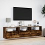 Wall-mounted TV unit with LED in smoked oak, 180x31x45 cm. by , TV Furniture - Ref: Foro24-3307944, Price: 171,54 €, Discount: %