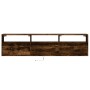 Wall-mounted TV unit with LED in smoked oak, 180x31x45 cm. by , TV Furniture - Ref: Foro24-3307944, Price: 171,54 €, Discount: %