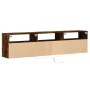 Wall-mounted TV unit with LED in smoked oak, 180x31x45 cm. by , TV Furniture - Ref: Foro24-3307944, Price: 171,54 €, Discount: %