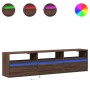 Wall-mounted TV unit with LED in brown oak, 180x31x45 cm. by , TV Furniture - Ref: Foro24-3307946, Price: 177,14 €, Discount: %