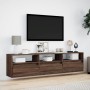 Wall-mounted TV unit with LED in brown oak, 180x31x45 cm. by , TV Furniture - Ref: Foro24-3307946, Price: 177,14 €, Discount: %