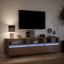 Wall-mounted TV unit with LED in brown oak, 180x31x45 cm. by , TV Furniture - Ref: Foro24-3307946, Price: 177,14 €, Discount: %