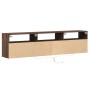 Wall-mounted TV unit with LED in brown oak, 180x31x45 cm. by , TV Furniture - Ref: Foro24-3307946, Price: 177,14 €, Discount: %