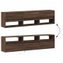 Wall-mounted TV unit with LED in brown oak, 180x31x45 cm. by , TV Furniture - Ref: Foro24-3307946, Price: 177,14 €, Discount: %