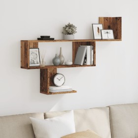 Aged engineered wood wall shelf 100x15x70 cm by , Shelves and shelves - Ref: Foro24-853198, Price: 35,34 €, Discount: %