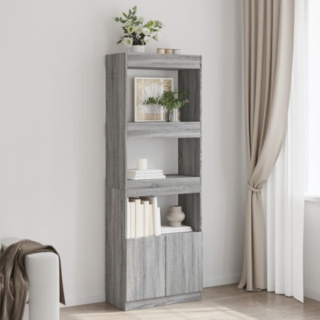 Aparador alto madera de ingeniería gris Sonoma 63x33x180 cm de , Librerías y estanterías - Ref: Foro24-3309605, Precio: 135,9...