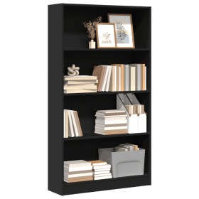 Engineered wood black shelf 80x24x143 cm by , Bookcases and shelves - Ref: Foro24-857845, Price: 71,97 €, Discount: %