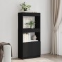 Aparador de madera de ingeniería negro 63x33x140 cm de , Librerías y estanterías - Ref: Foro24-855107, Precio: 86,99 €, Descu...