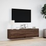 Wall-mounted TV stand with LED lights in brown oak, 140x31x38 cm. by , TV Furniture - Ref: Foro24-852375, Price: 111,67 €, Di...