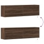 Wall-mounted TV stand with LED lights in brown oak, 140x31x38 cm. by , TV Furniture - Ref: Foro24-852375, Price: 111,67 €, Di...