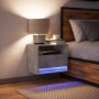 Wall-mounted bedside table with LED lights in concrete gray by , Nightstands - Ref: Foro24-852067, Price: 54,26 €, Discount: %