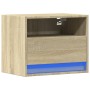 Wall-mounted bedside table with LED lights Sonoma oak by , Nightstands - Ref: Foro24-852065, Price: 54,26 €, Discount: %