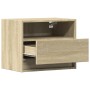 Wall-mounted bedside table with LED lights Sonoma oak by , Nightstands - Ref: Foro24-852065, Price: 54,26 €, Discount: %