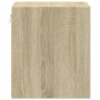 Wall-mounted bedside table with LED lights Sonoma oak by , Nightstands - Ref: Foro24-852065, Price: 54,26 €, Discount: %